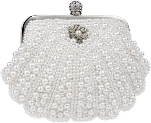 Luxury Pearl Evening Clutch, Elegant Women's Party Purse, Chanel-Inspired Handbag, Perfect for Weddings/Dinners/Formal Events