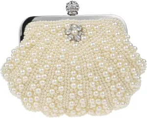 Luxury Pearl Evening Clutch, Elegant Women's Party Purse, Chanel-Inspired Handbag, Perfect for Weddings/Dinners/Formal Events
