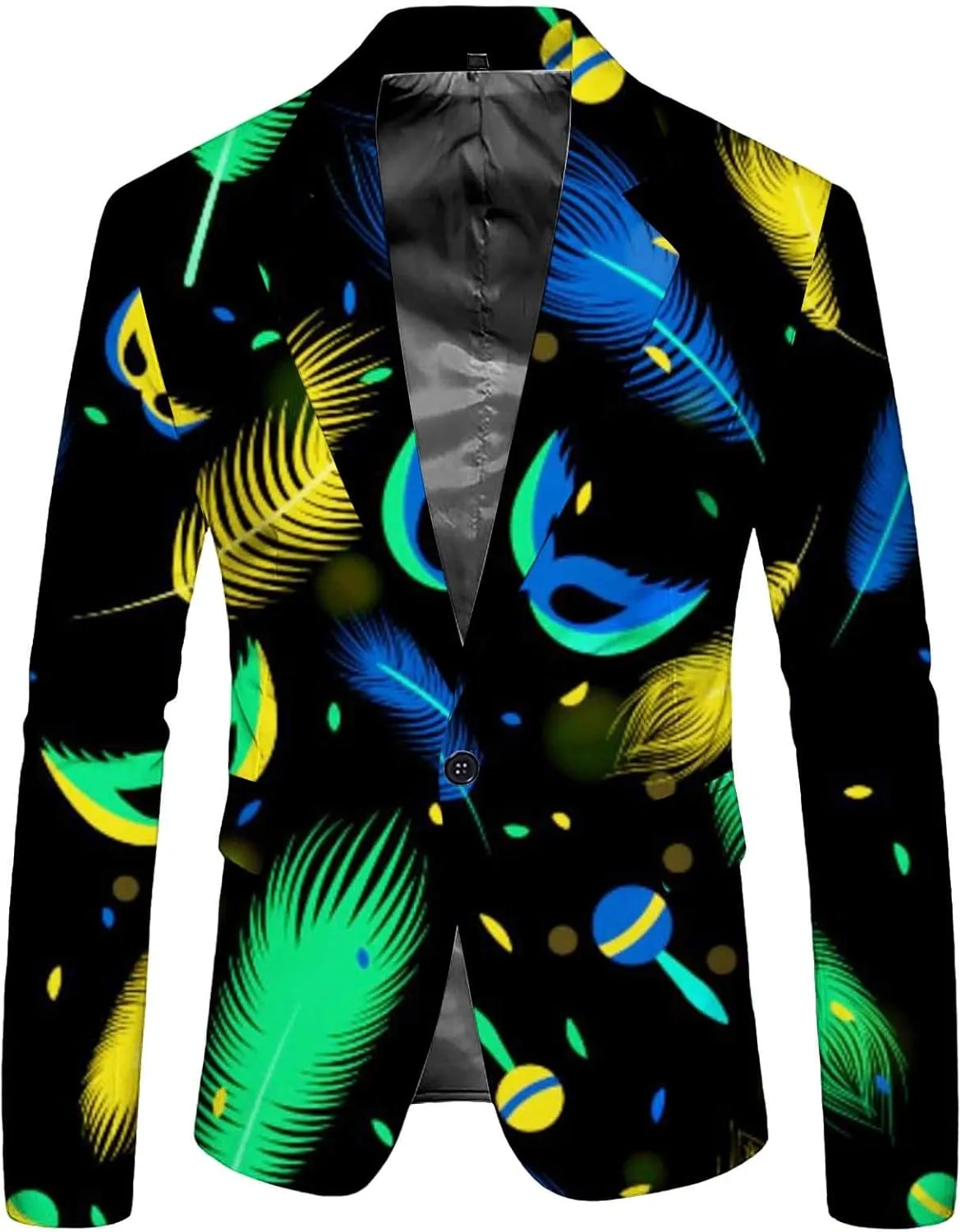 Mardi Gras Outfit Men's Dress Party Floral Suit Jacket Notched Lapel Slim Fit Button Stylish Blazer Formal Suit