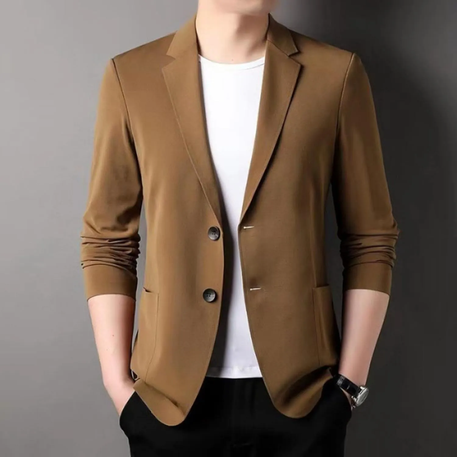 Men Casual Blazer One Button Sport Coats Slim Fit Lightweight Business Suit Jackets Business Basic Sports Coats