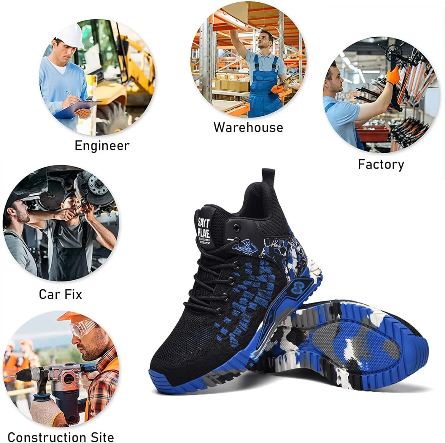 Men Women Indestructible Work ShoesLightweight Safety Shoes Slip Resistant Work Sneaker Breathable Puncture Proof Shoes