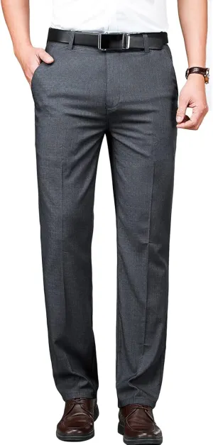 Men'S 4-Way Stretch Dress Pant Slim Fit Flat Front Dress Pant Skinny Fit Cotton Business Chino Pant (33,Grey), Grey, 33