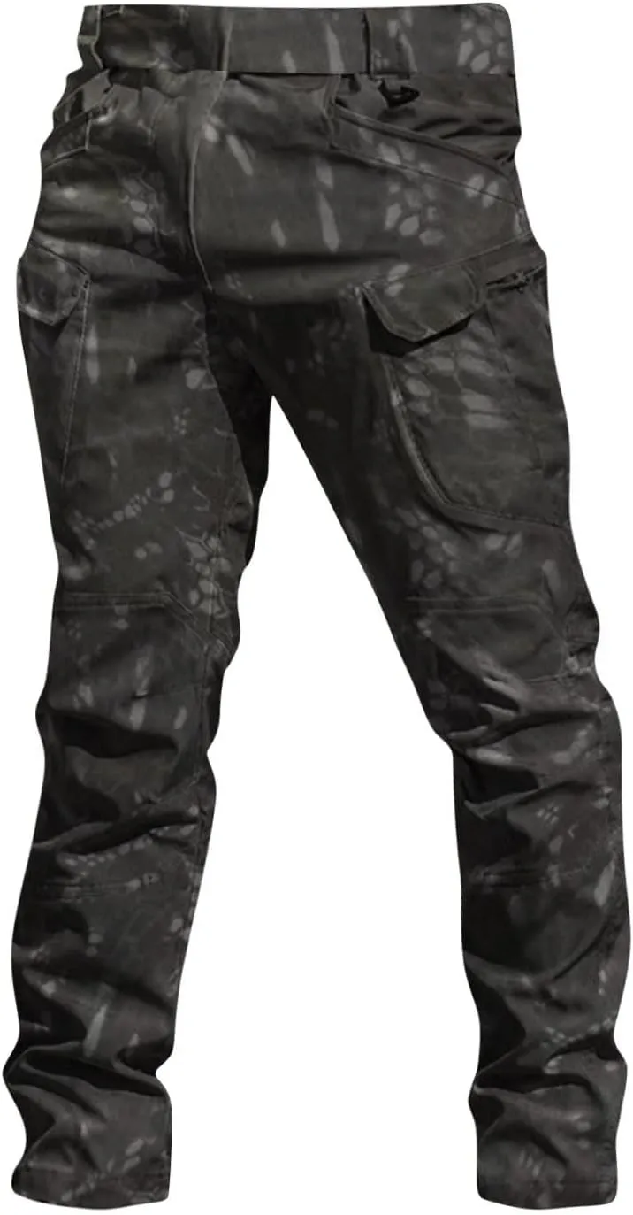 Mens Cargo Work Pants Outdoor Baggy Travel Camping Hiking Pants 2024 Multi Pockets Ripstop Camo Tactical Pants