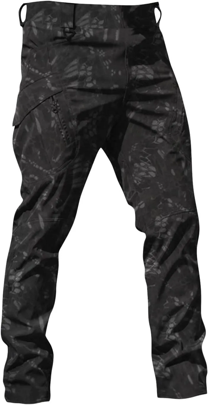 Mens Cargo Work Pants Outdoor Baggy Travel Camping Hiking Pants 2024 Multi Pockets Ripstop Camo Tactical Pants