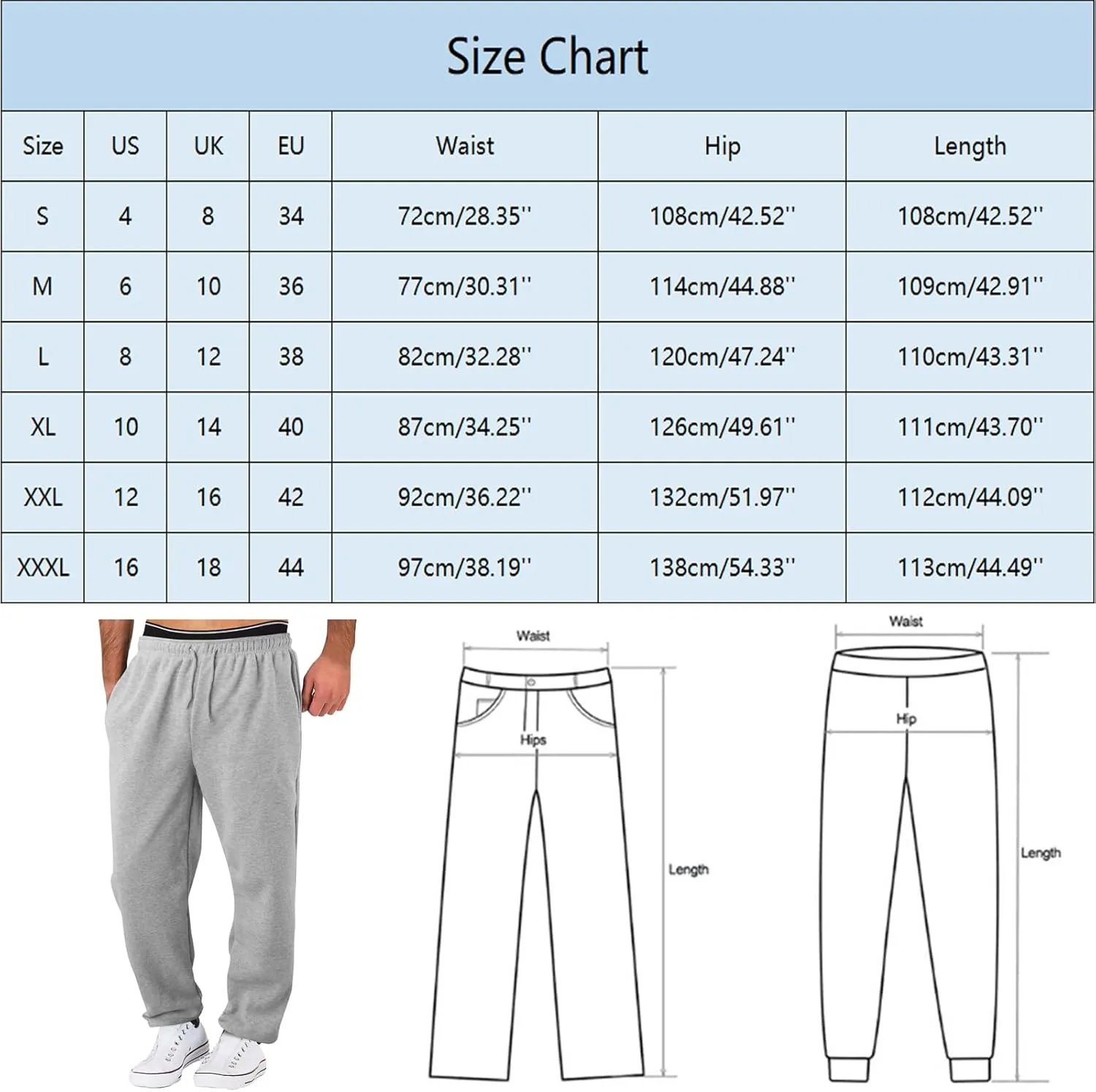 Mens Casual Cotton Sweatpants Stretch Elastic Waist Joggers Athletic Gym Pants Hiking Hunting Work Trousers