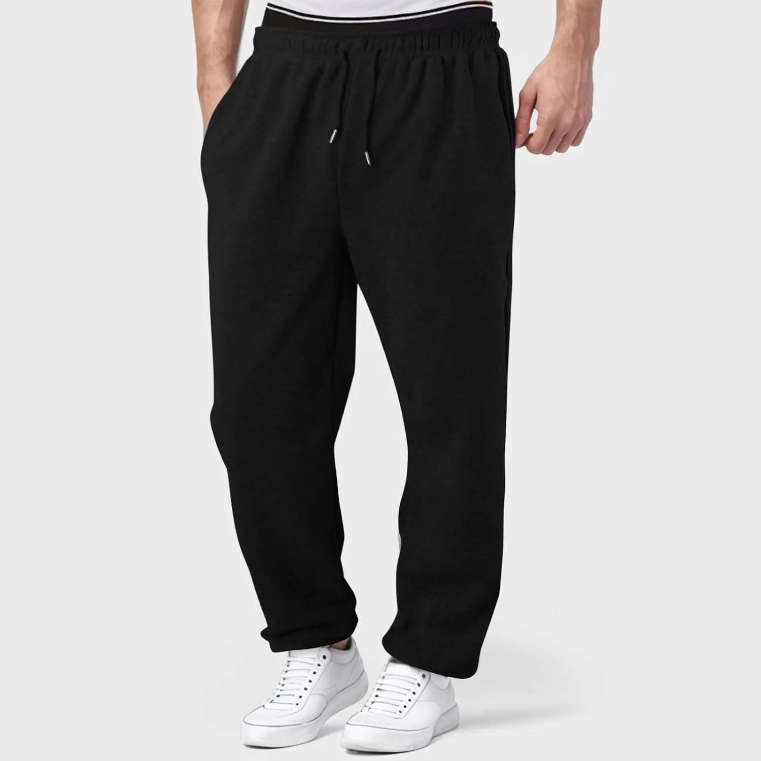 Mens Casual Cotton Sweatpants Stretch Elastic Waist Joggers Athletic Gym Pants Hiking Hunting Work Trousers