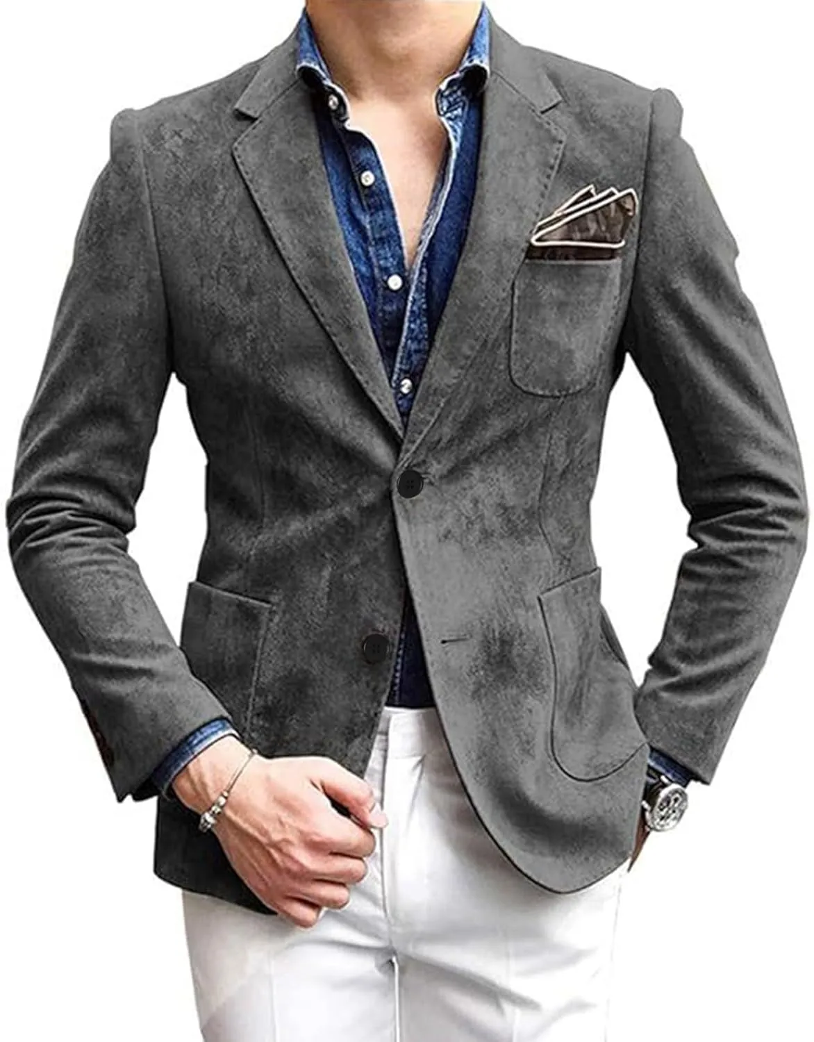 Men's Casual One Button Slim Fit Blazer Fashion Lightweight Ethnic Style Party Dress Suit Jacket Blazers for Men