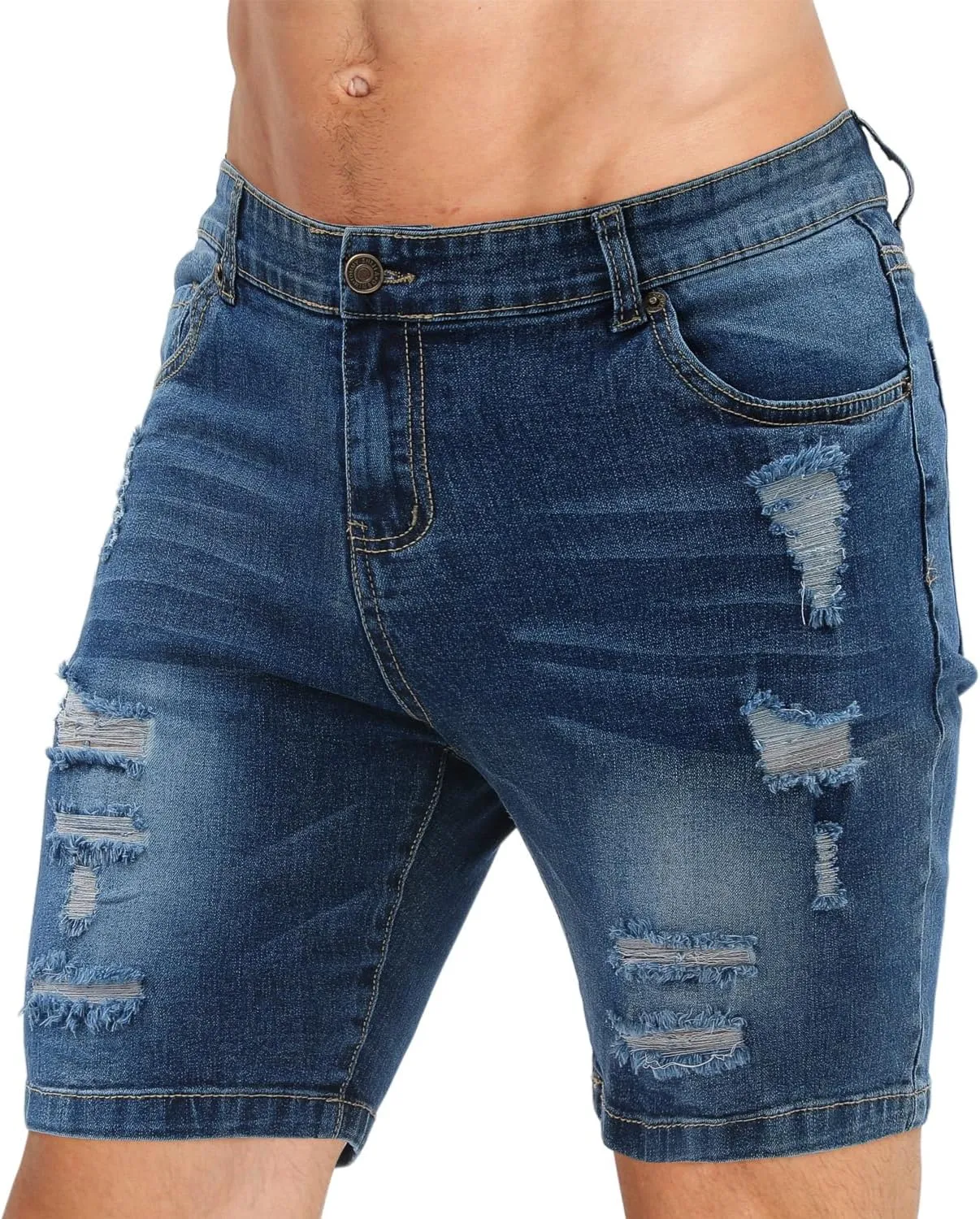 Men's Casual Slim Fit Denim Jean Shorts Skinny Stretch Summer Hot Short