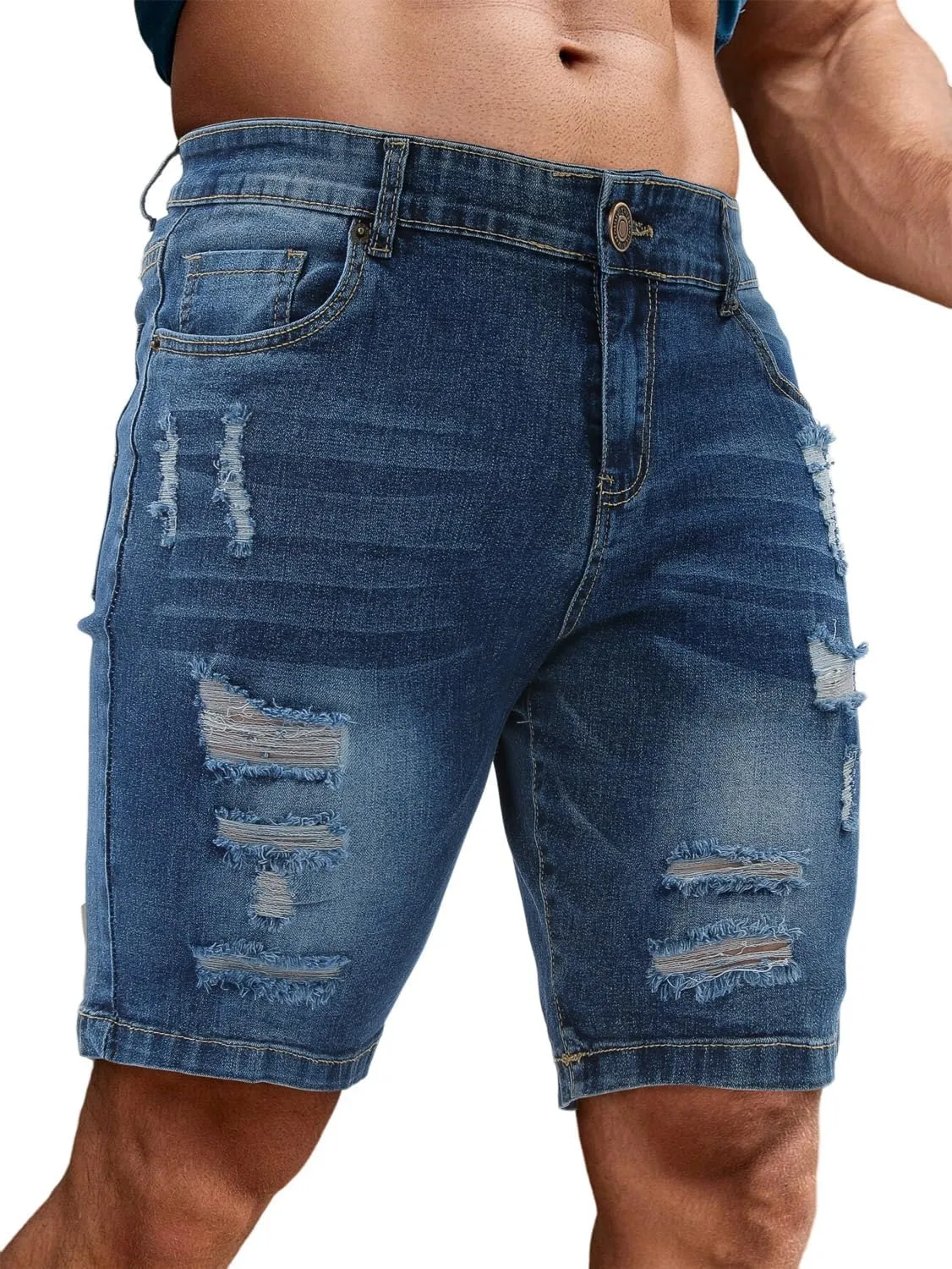 Men's Casual Slim Fit Denim Jean Shorts Skinny Stretch Summer Hot Short