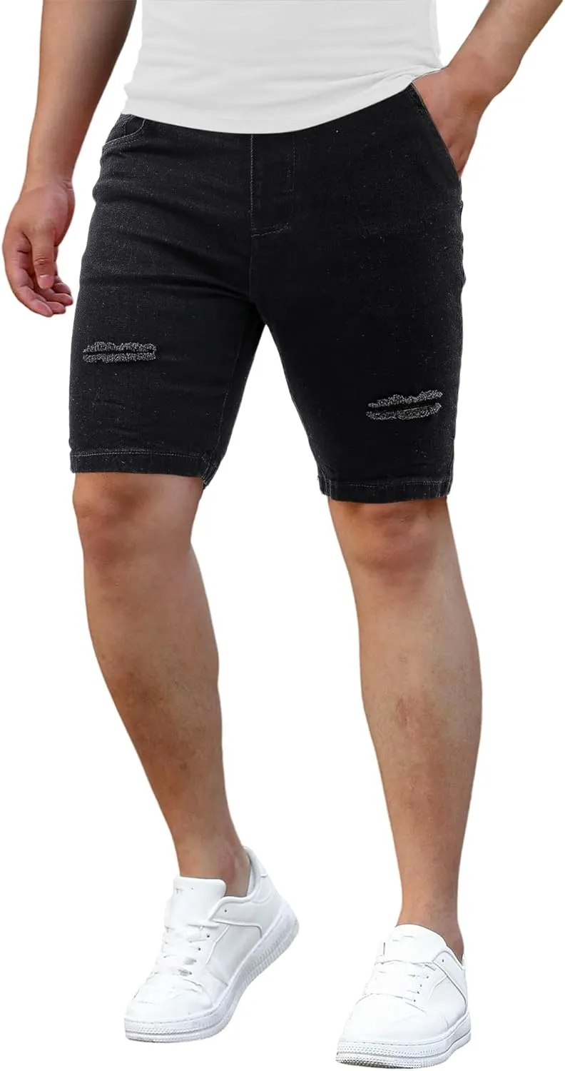 Men's Casual Slim Fit Denim Jean Shorts Skinny Stretch Summer Hot Short