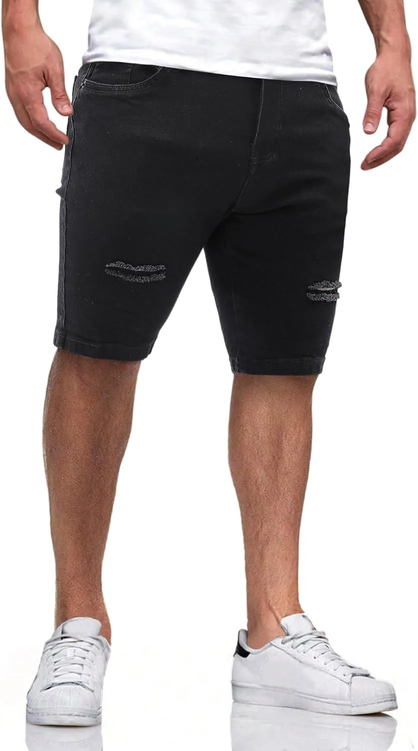 Men's Casual Slim Fit Denim Jean Shorts Skinny Stretch Summer Hot Short