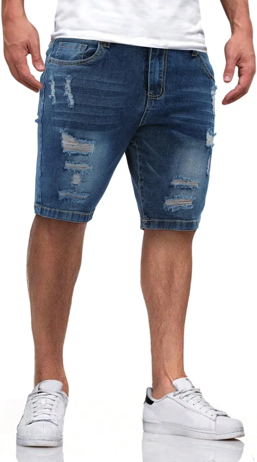 Men's Casual Slim Fit Denim Jean Shorts Skinny Stretch Summer Hot Short