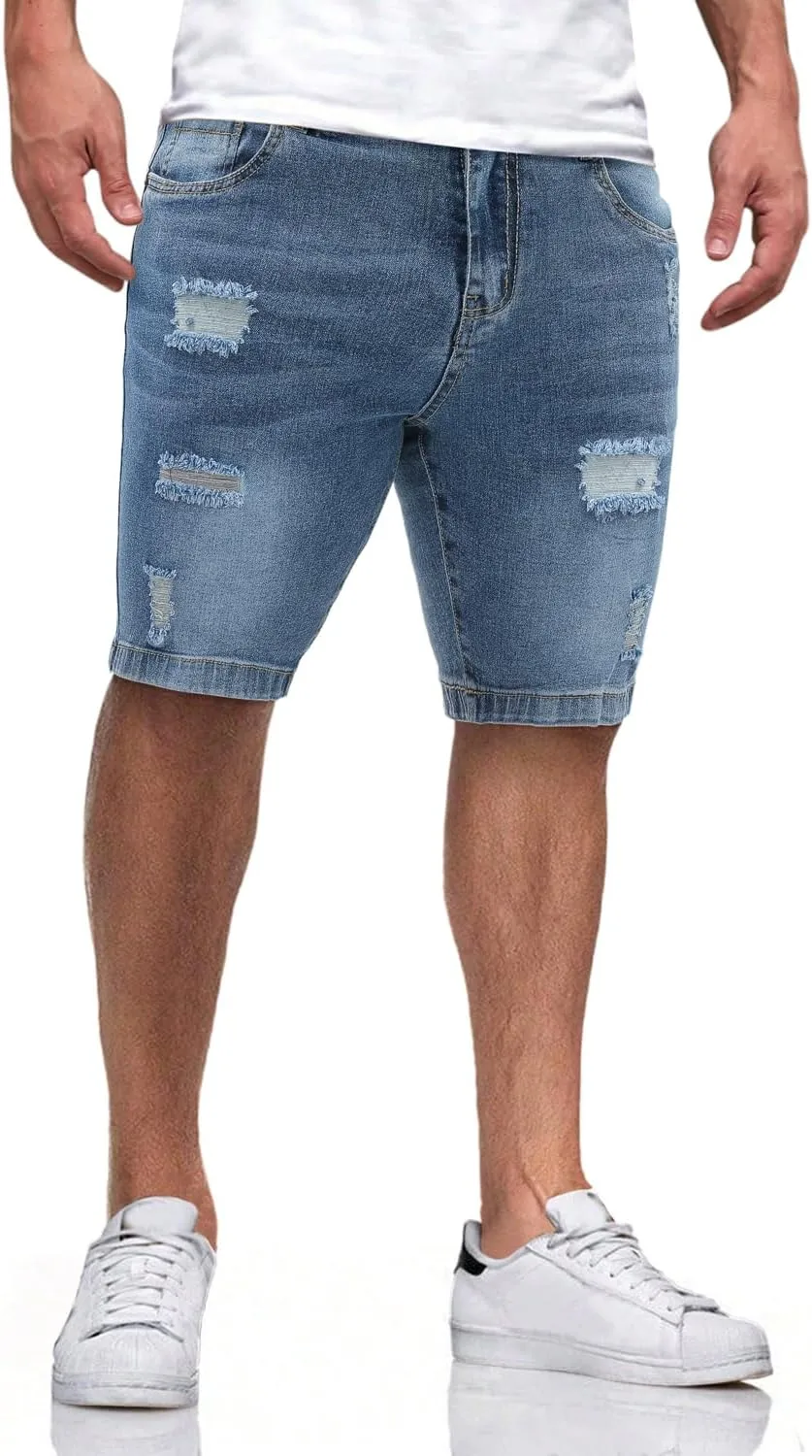 Men's Casual Slim Fit Denim Jean Shorts Skinny Stretch Summer Hot Short