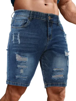Men's Casual Slim Fit Denim Jean Shorts Skinny Stretch Summer Hot Short
