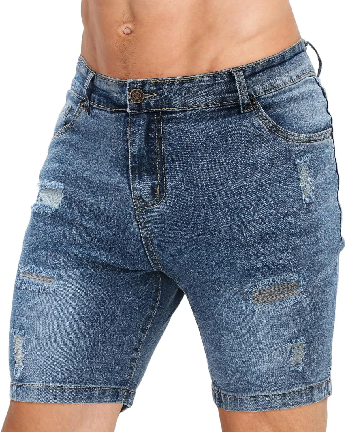 Men's Casual Slim Fit Denim Jean Shorts Skinny Stretch Summer Hot Short