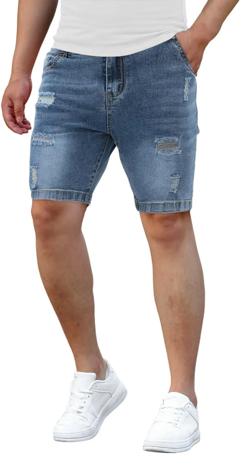 Men's Casual Slim Fit Denim Jean Shorts Skinny Stretch Summer Hot Short