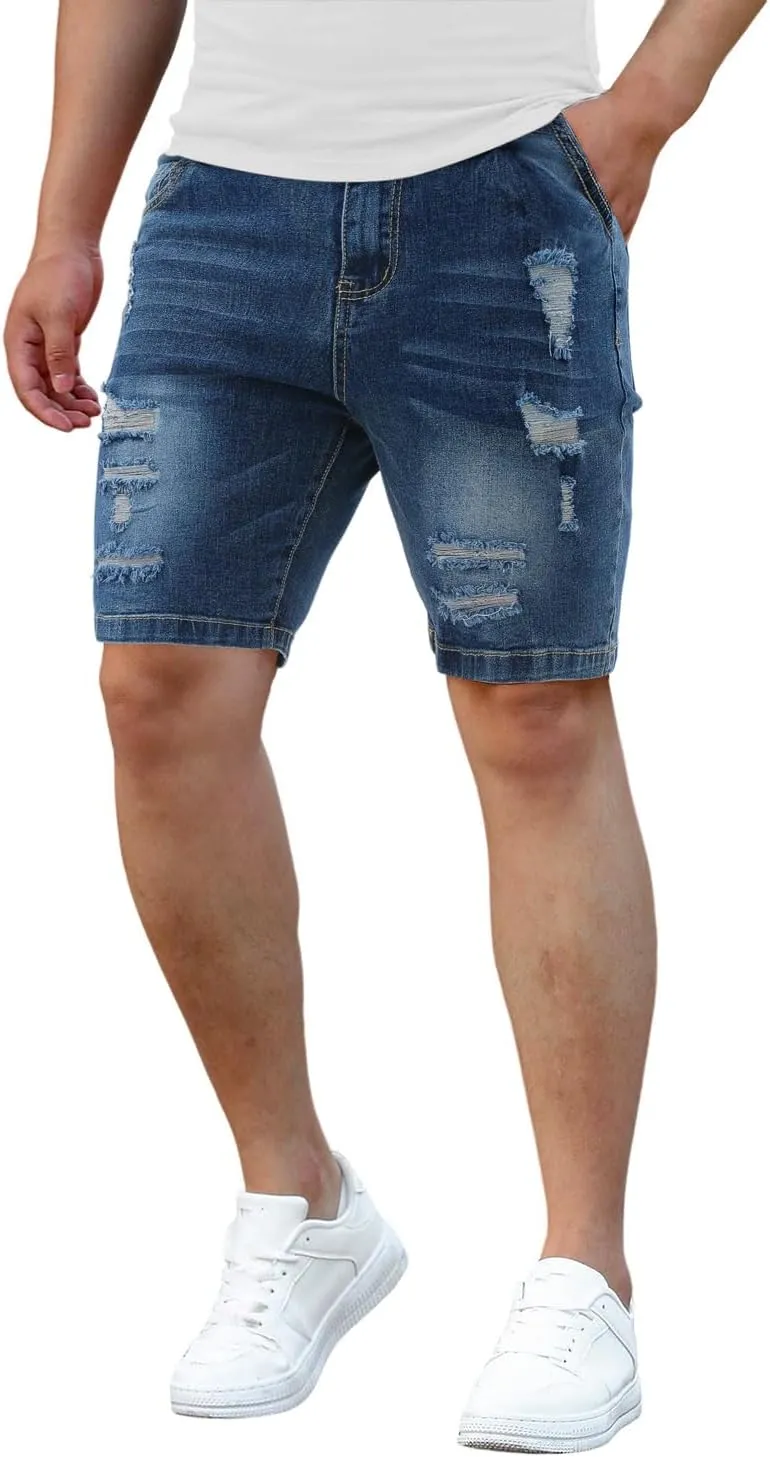 Men's Casual Slim Fit Denim Jean Shorts Skinny Stretch Summer Hot Short