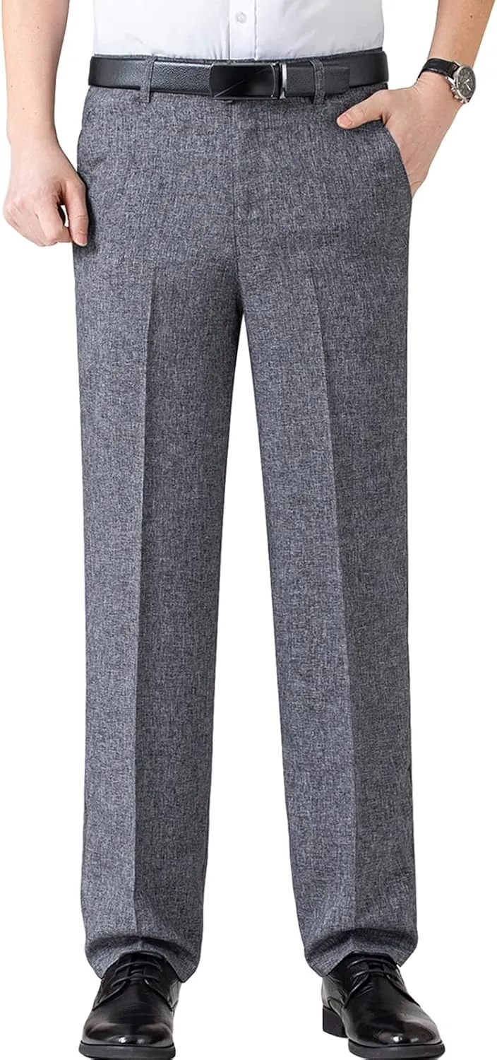 Men's Chino Flat Front Slim Fit Pant Casual Cotton Stretch Suit Pants Lightweight Skinny Fit Dress Pant (36,Grey)