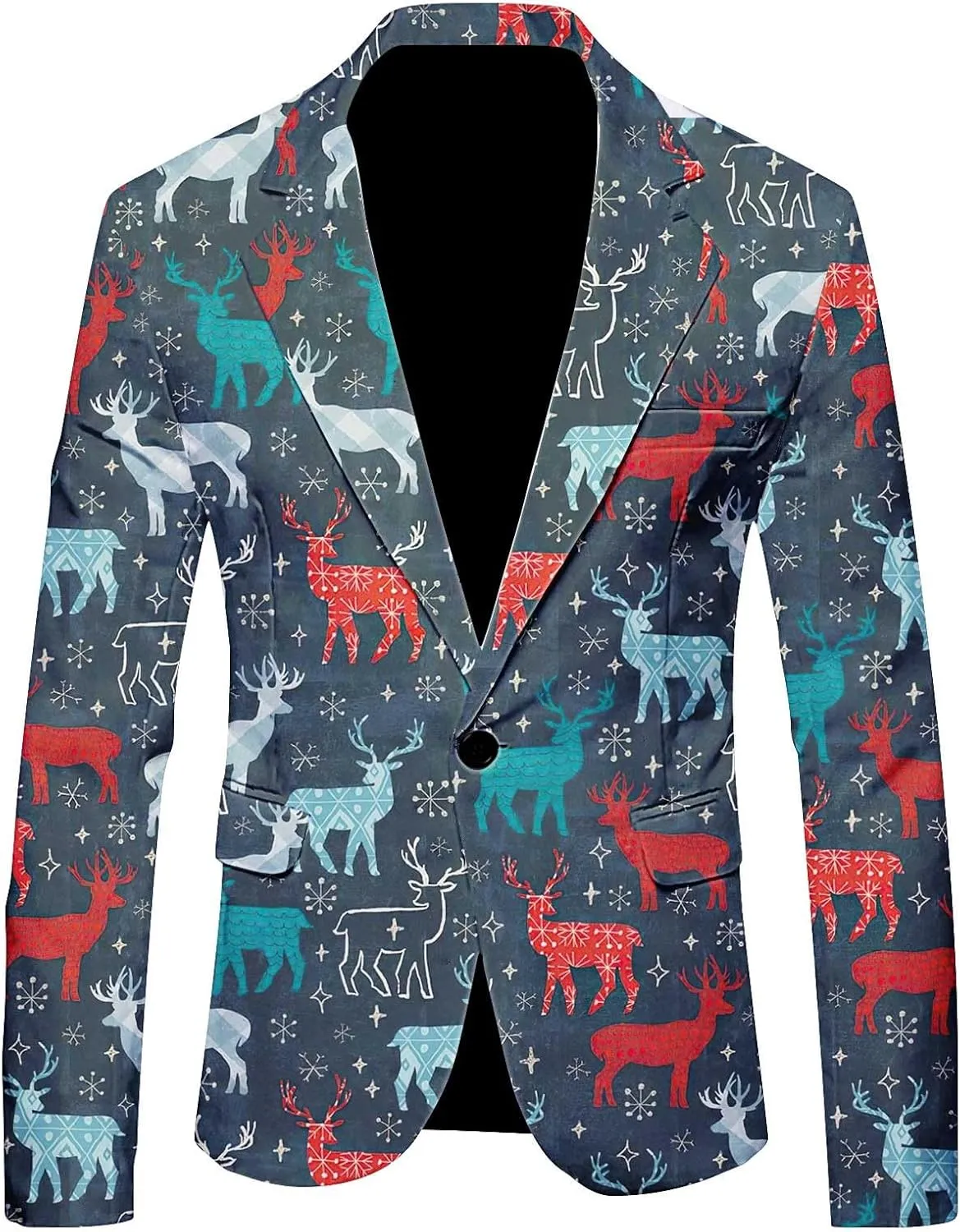 Men's Christmas Party Suit Funny Novelty Xmas Costume Ugly Christmas Story Blazer Halloween Graphic Print Jacket