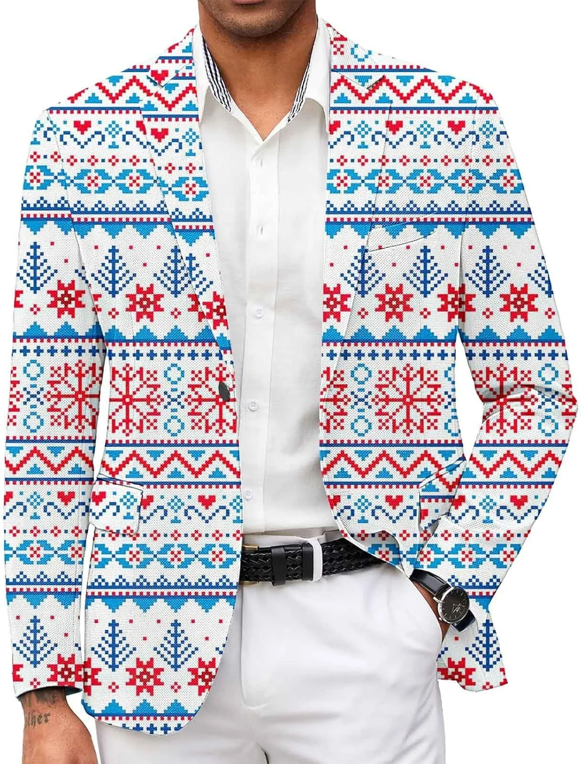 Men's Christmas Party Suit Funny Novelty Xmas Costume Ugly Christmas Story Blazer Halloween Graphic Print Jacket