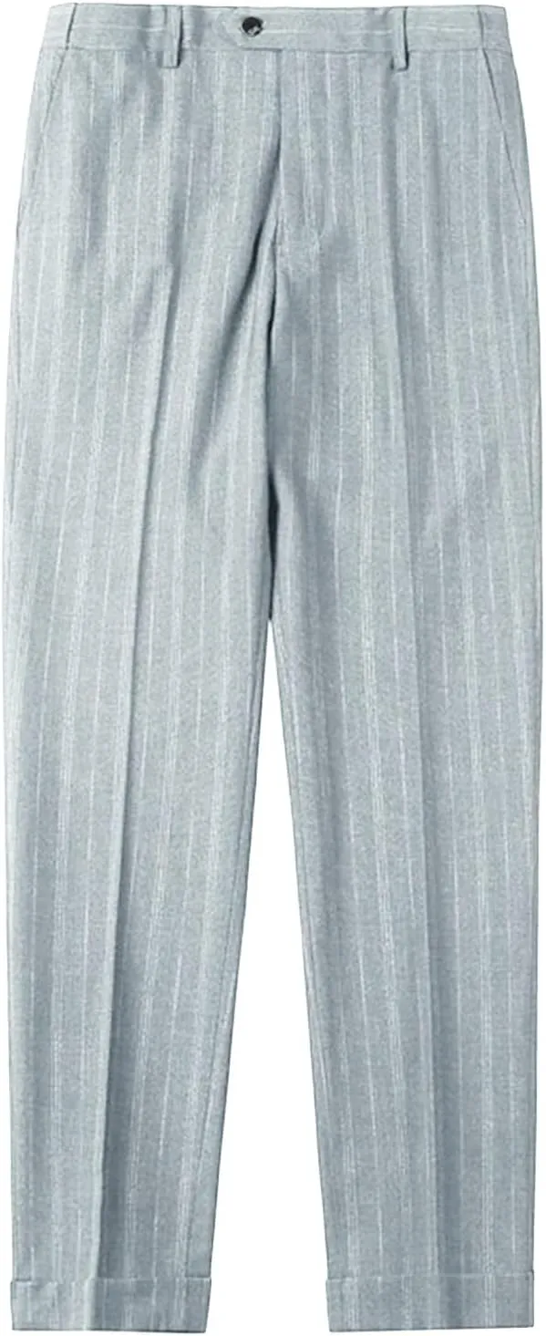 Men's Classic Athletic Pants Slim Fit Business Dress Pants Chino Pant Flat Front Straight Fit Suit Pant (33,Grey)