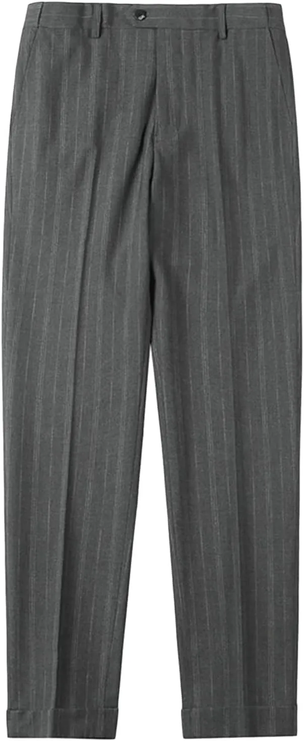 Men's Classic Athletic Pants Slim Fit Business Dress Pants Chino Pant Flat Front Straight Fit Suit Pant (34,Black)