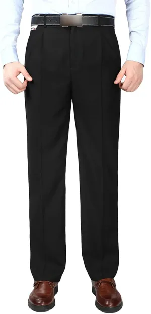 Men's Classic Fit Flat Front Dress Pants Skinny Casual Business Chino Pants Stretch Slim Fit Skinny Suit Pants (29,Black)
