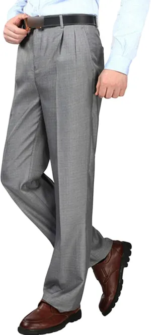 Men's Classic Fit Flat Front Dress Pants Skinny Casual Business Chino Pants Stretch Slim Fit Skinny Suit Pants (30,Grey 2)