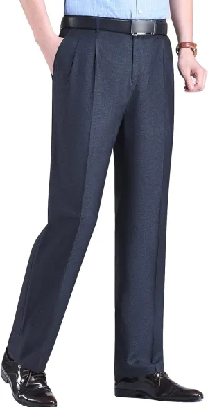 Men's Classic Fit Flat Front Dress Pants Skinny Casual Business Chino Pants Stretch Slim Fit Skinny Suit Pants (32,Grey 1)