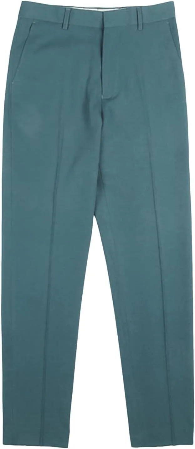 Men's Flat Front Straight Fit Dress Pant Casual Skinny Stretch Chinos Pants Slim Fit Business Pant with Pocket (29,Dark Green)