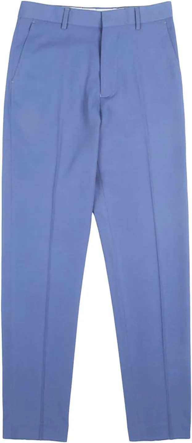 Men's Flat Front Straight Fit Dress Pant Casual Skinny Stretch Chinos Pants Slim Fit Business Pant with Pocket (33,Dark Blue)