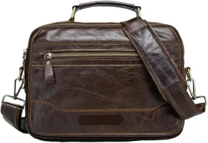 Mens Leather Business Travel Laptop Bag Waterproof Vintage Briefcase Vacation Work Ergonomic Shoulder Strap