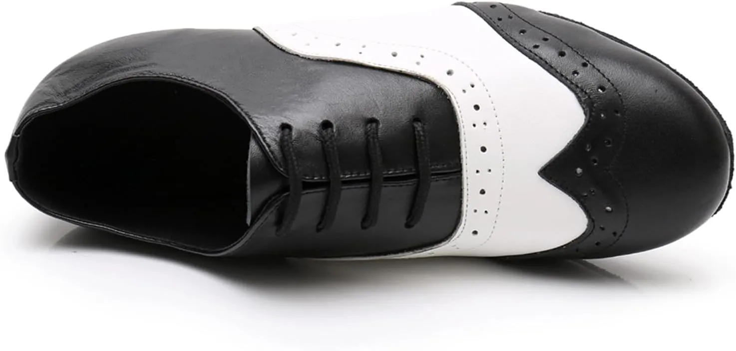 Men's Leather Round Toe Dancing Shoes for Latin Rumba Waltz Tango Performence Ballroom Dance Shoes