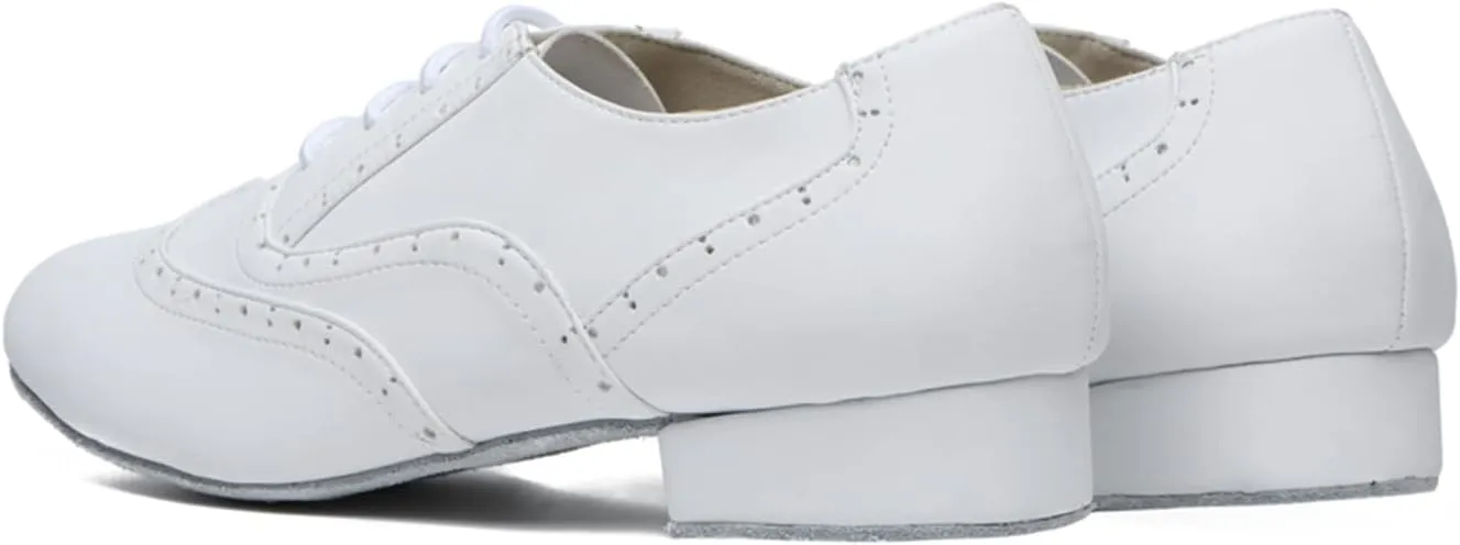 Men's Leather Round Toe Dancing Shoes for Latin Rumba Waltz Tango Performence Ballroom Dance Shoes