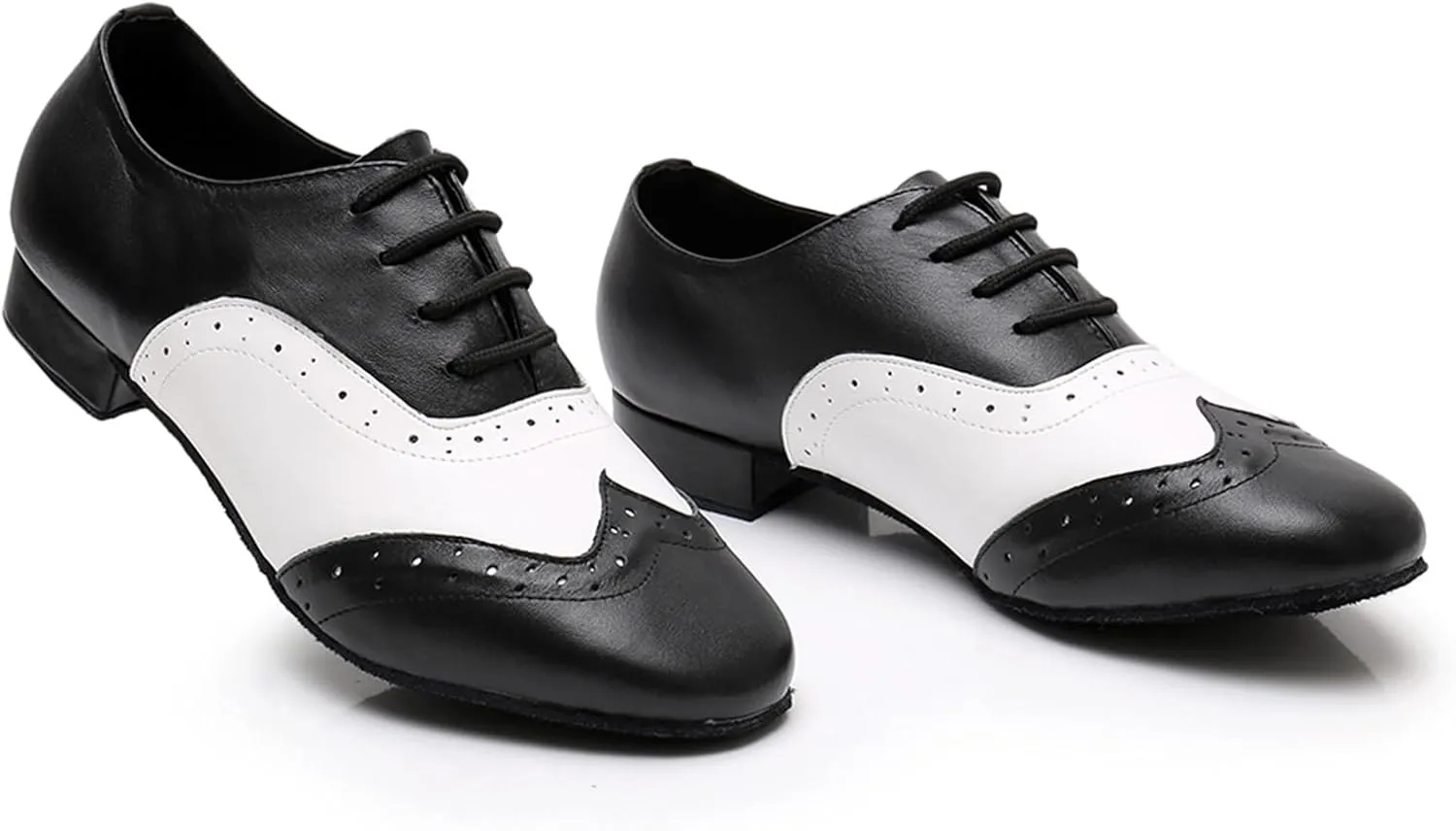 Men's Leather Round Toe Dancing Shoes for Latin Rumba Waltz Tango Performence Ballroom Dance Shoes