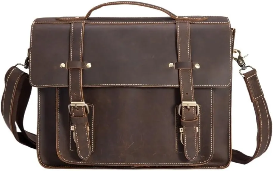 Mens Leather Vacation Business Carry On Weekender Overnight Bag Waterproof Anti Theft Vintage Travel Messenger