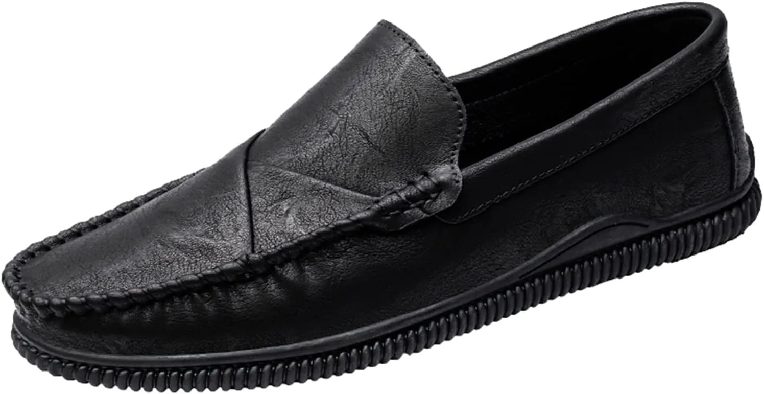 Men's Loafers Shoes Vegan Leather Stitching Details Round Toe Flexible Resistant Flat Heel Casual Slip On