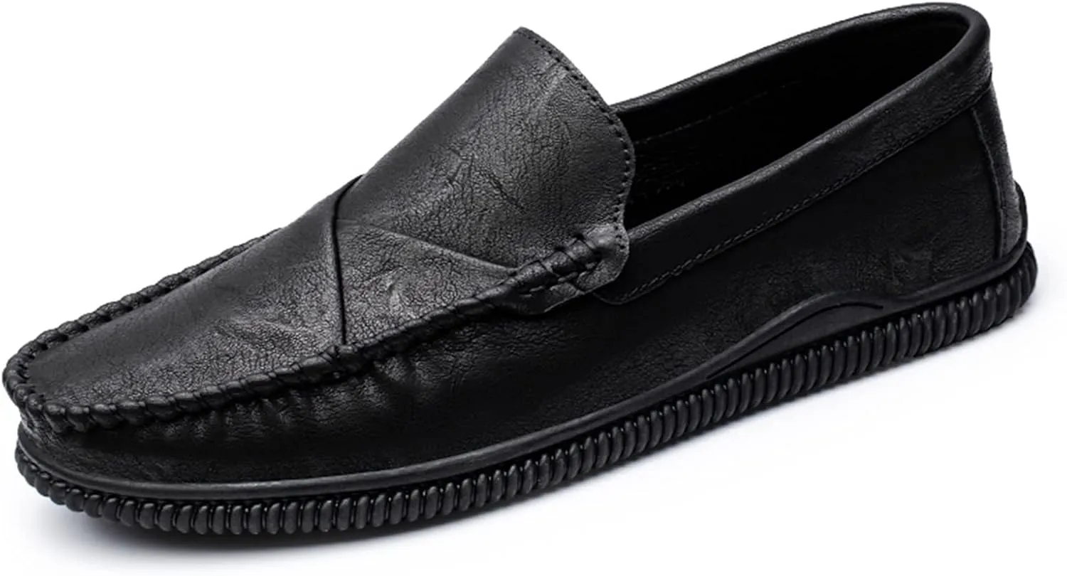 Men's Loafers Shoes Vegan Leather Stitching Details Round Toe Flexible Resistant Flat Heel Casual Slip On