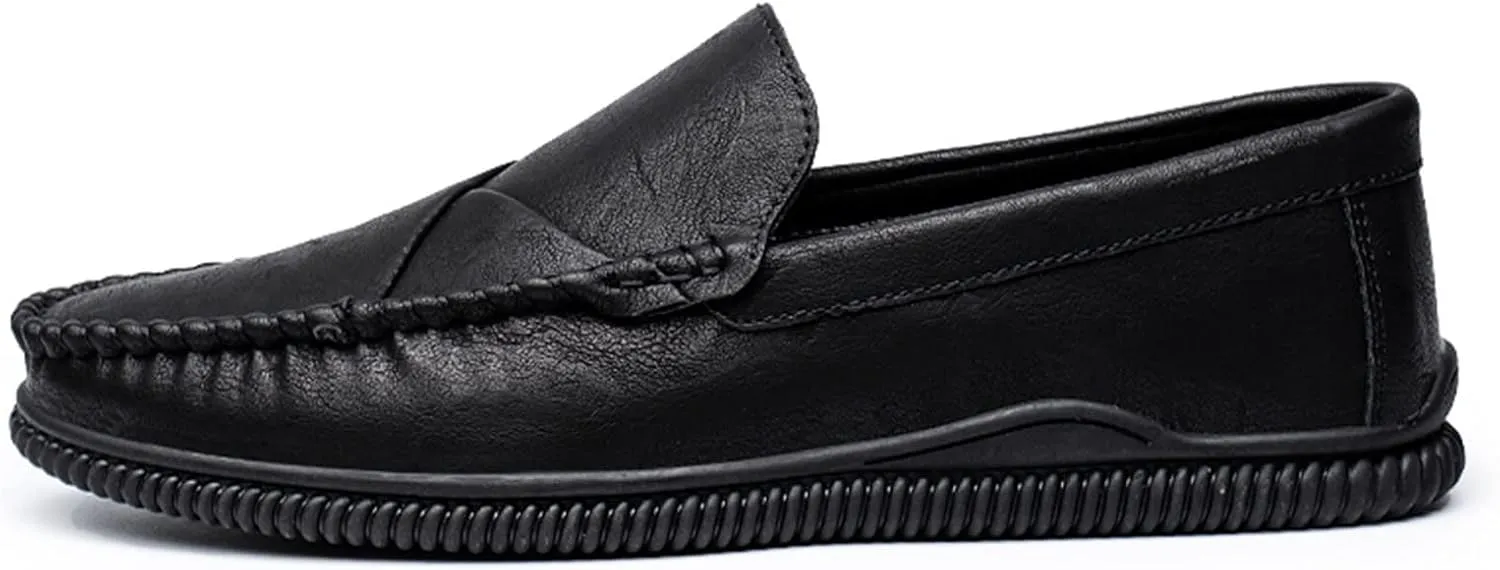 Men's Loafers Shoes Vegan Leather Stitching Details Round Toe Flexible Resistant Flat Heel Casual Slip On