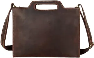 Mens Retro Leather Briefcase Waterproof Business Travel Vacation Laptop Bag with Multiple Organizational Pockets