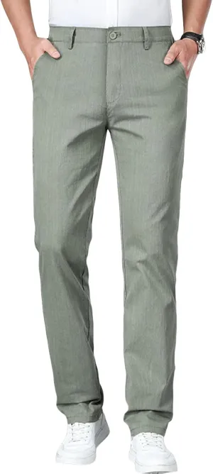 Men's Slim Fit Cotton Stretch Pants Flat Front Relaxed Fit Casual Pant Washed Comfort Stretch Chino Pant (38,Army Green)