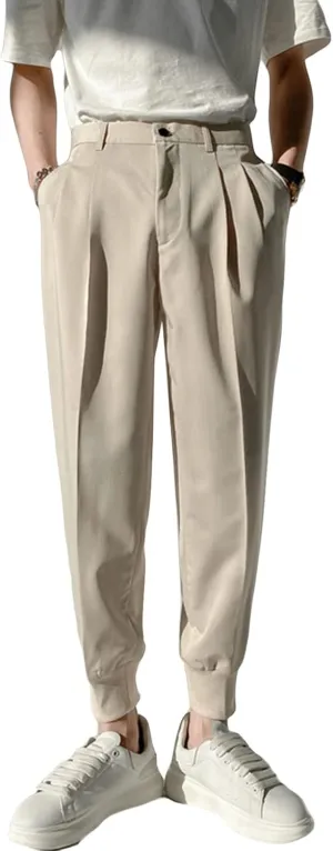 Men's Slim Fit Dress Pant Lightweight Chino Flat Front Straight Fit Pant Pants Winter Trousers Outdoor Pants (30,Light Yellow)