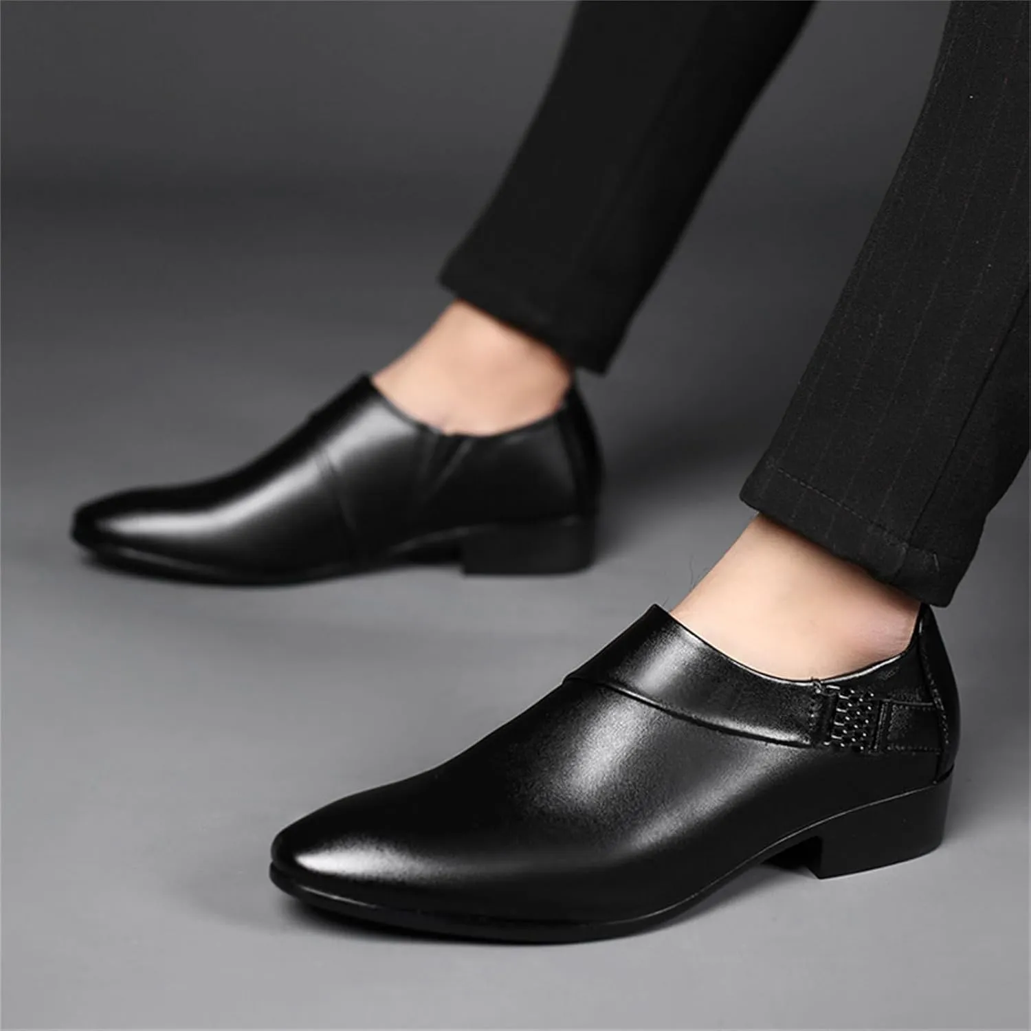 Men's Strap Slip on Dress Loafers Shoes Business Formal Tuxedo Leather Shoes Prom Dress Shoes