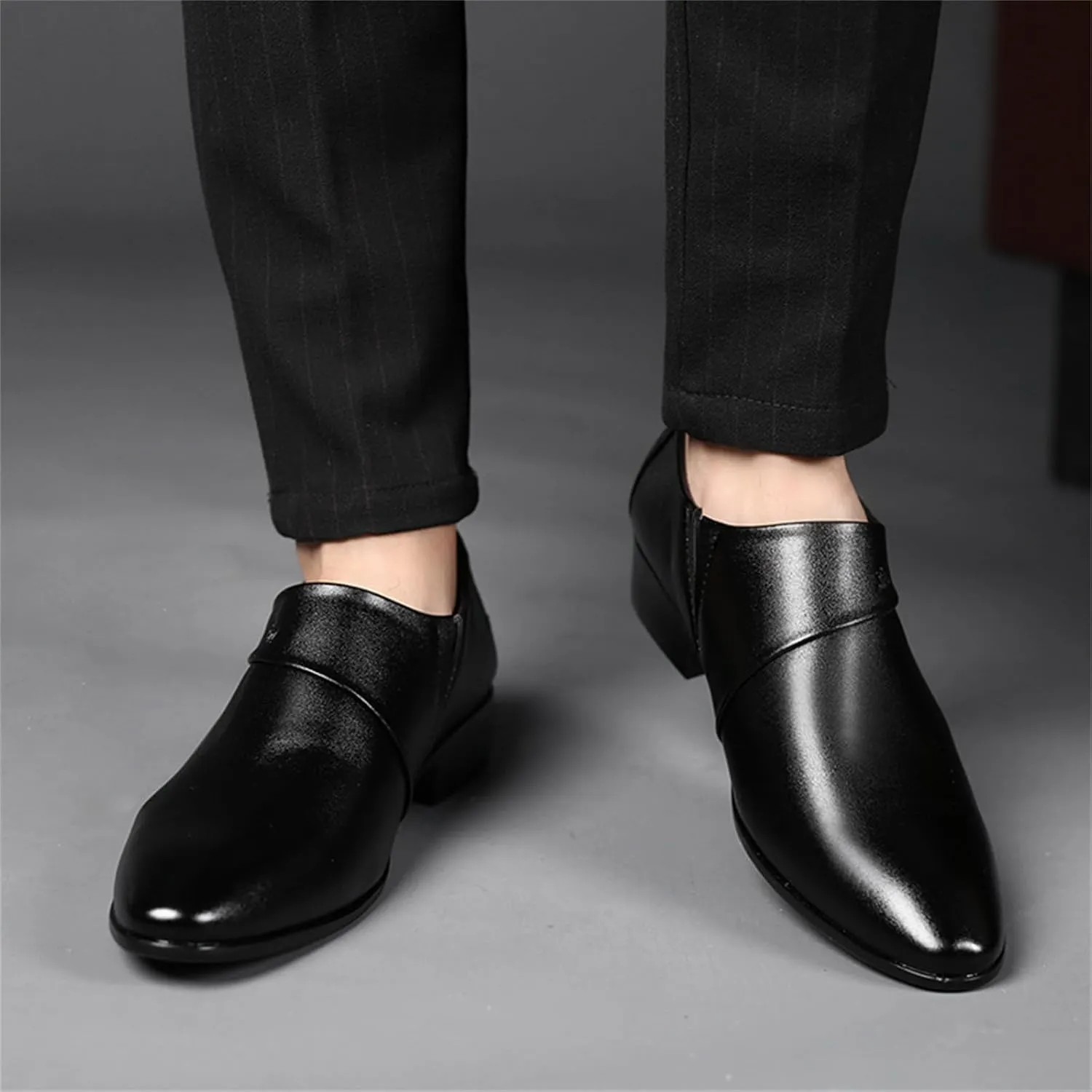 Men's Strap Slip on Dress Loafers Shoes Business Formal Tuxedo Leather Shoes Prom Dress Shoes