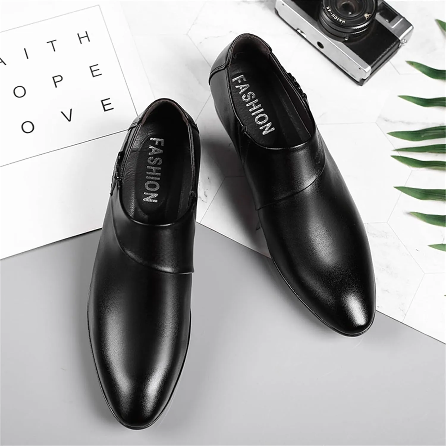 Men's Strap Slip on Dress Loafers Shoes Business Formal Tuxedo Leather Shoes Prom Dress Shoes
