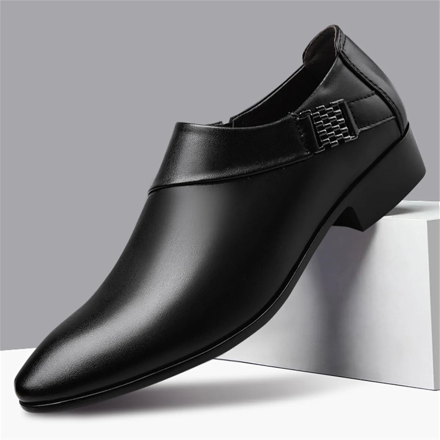 Men's Strap Slip on Dress Loafers Shoes Business Formal Tuxedo Leather Shoes Prom Dress Shoes