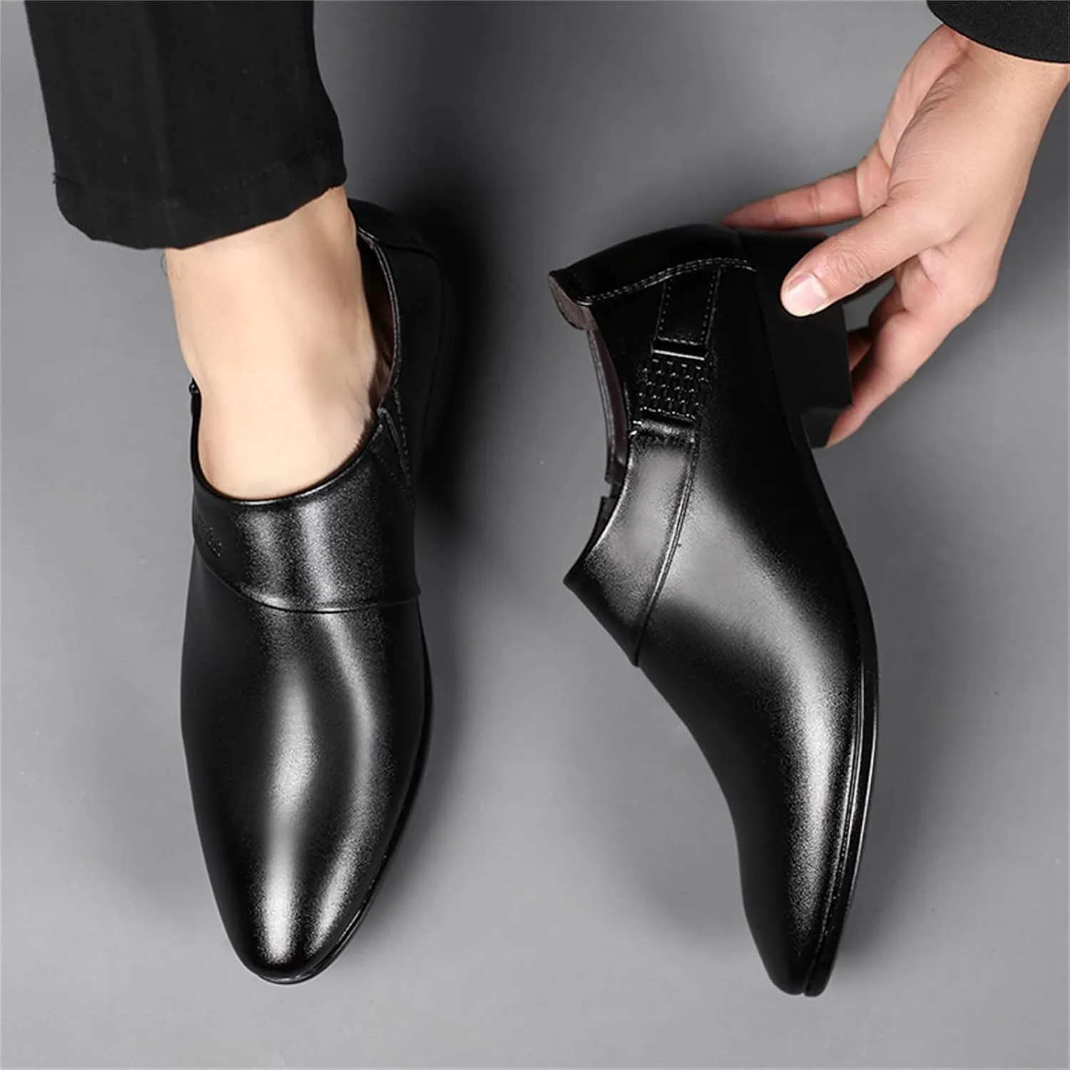 Men's Strap Slip on Dress Loafers Shoes Business Formal Tuxedo Leather Shoes Prom Dress Shoes