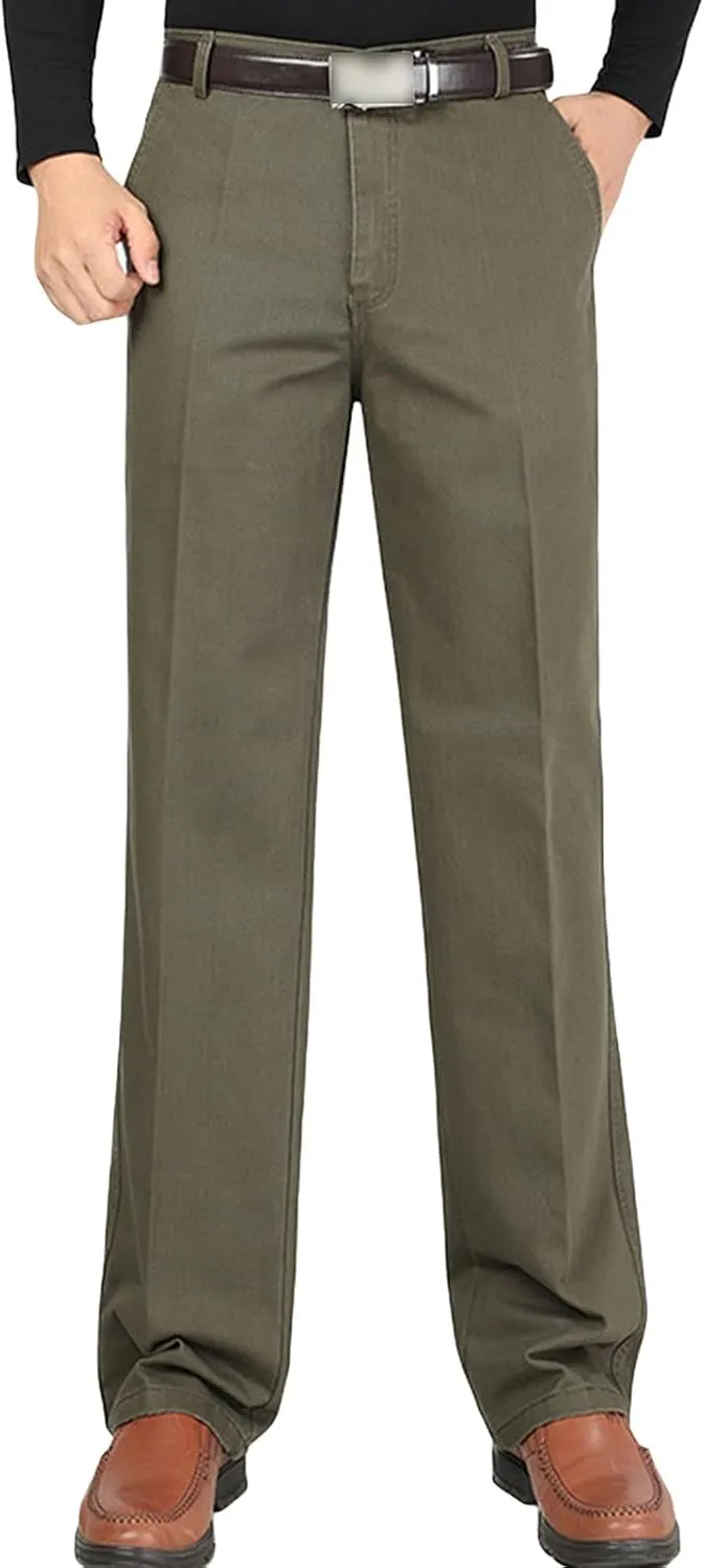 Men's Stretch Dress Pants Casual Slim Fit Skinny Suit Pants Chino Pant Business Fit Flex Flat Front Pant (30,Army Green)