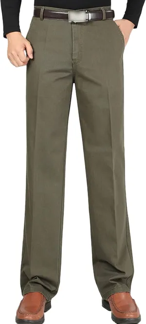 Men's Stretch Dress Pants Casual Slim Fit Skinny Suit Pants Chino Pant Business Fit Flex Flat Front Pant (30,Army Green)