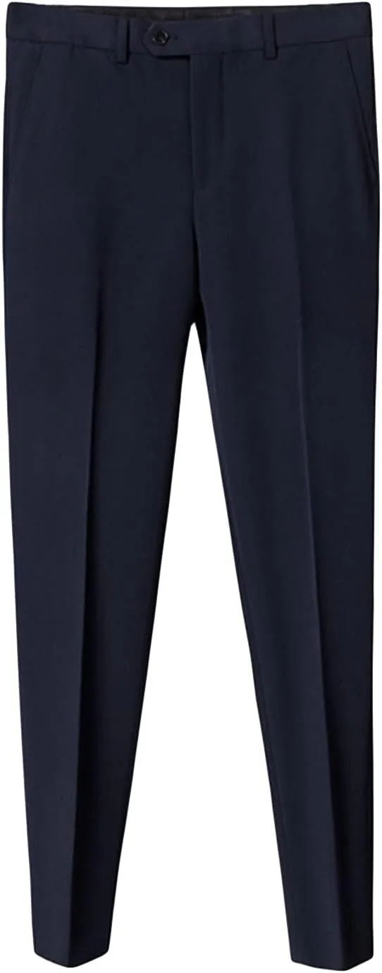 Men's Stretch Dress Pants Slim Fit Skinny Suit Pants Casual Fashion Retro Tapered Business Dress Chino Pants (29,Dark Blue)